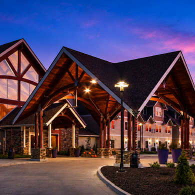 hotel in sunset